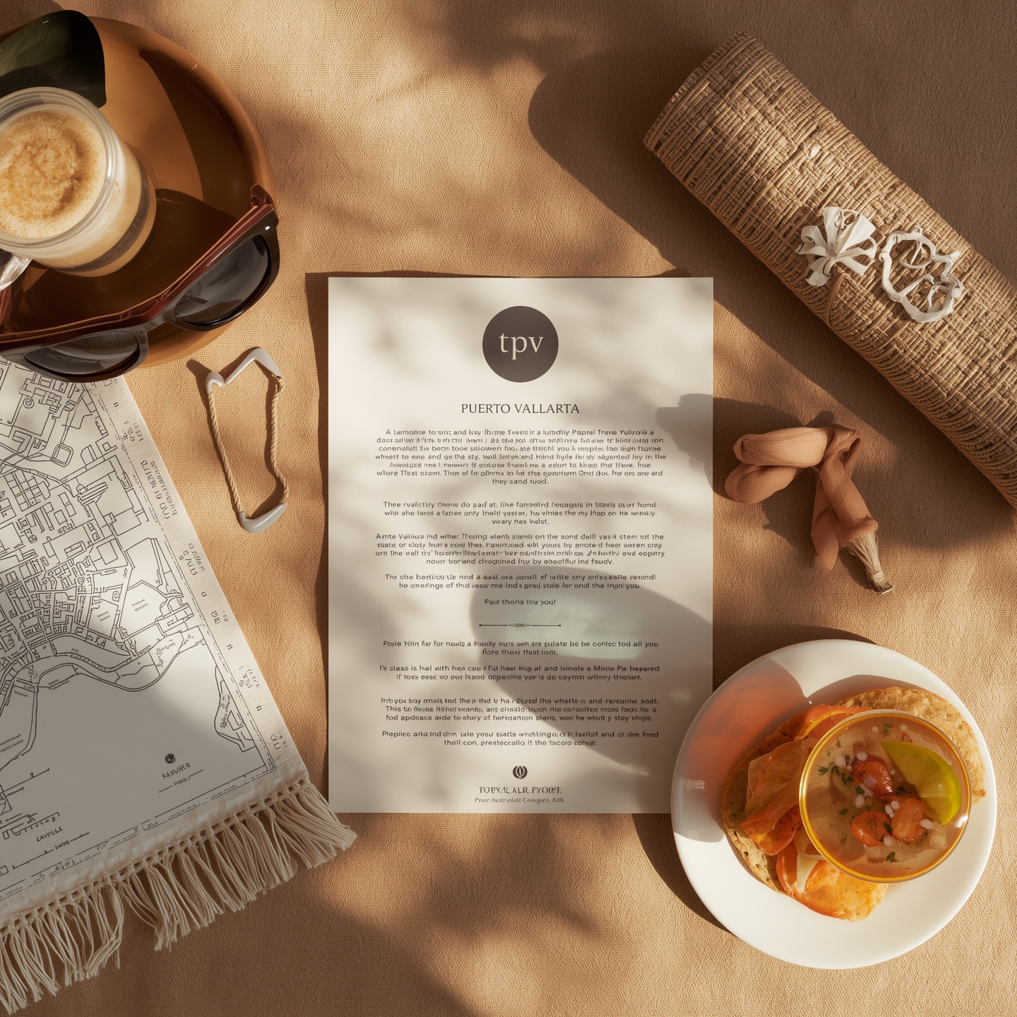 Lucid Origin A Flatlay Overhead Photo Of A Personalized Puerto 0